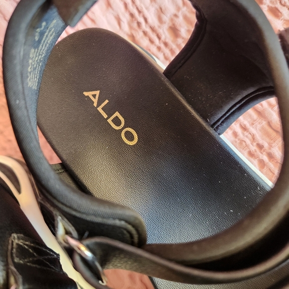 Aldo Zarella Black And White Thick Sole Round Toe Sandal Women's Size  8M - Picture 8 of 10